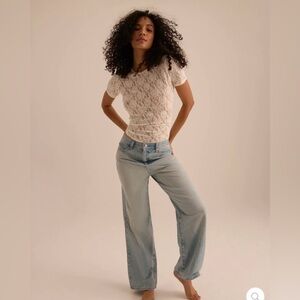 Hanky Panky Cream Lace Short Sleeve Top